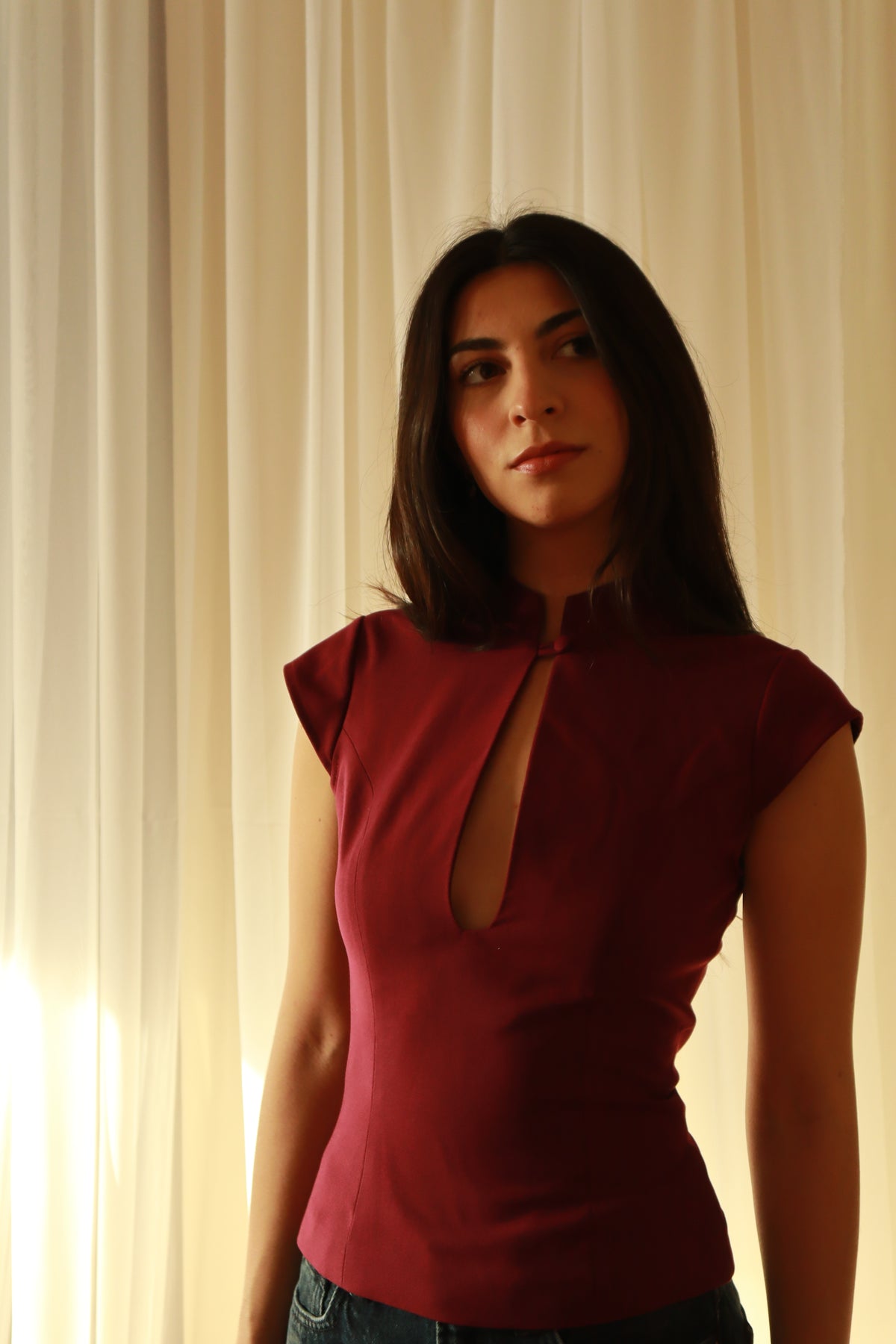 Locket Top-Maroon