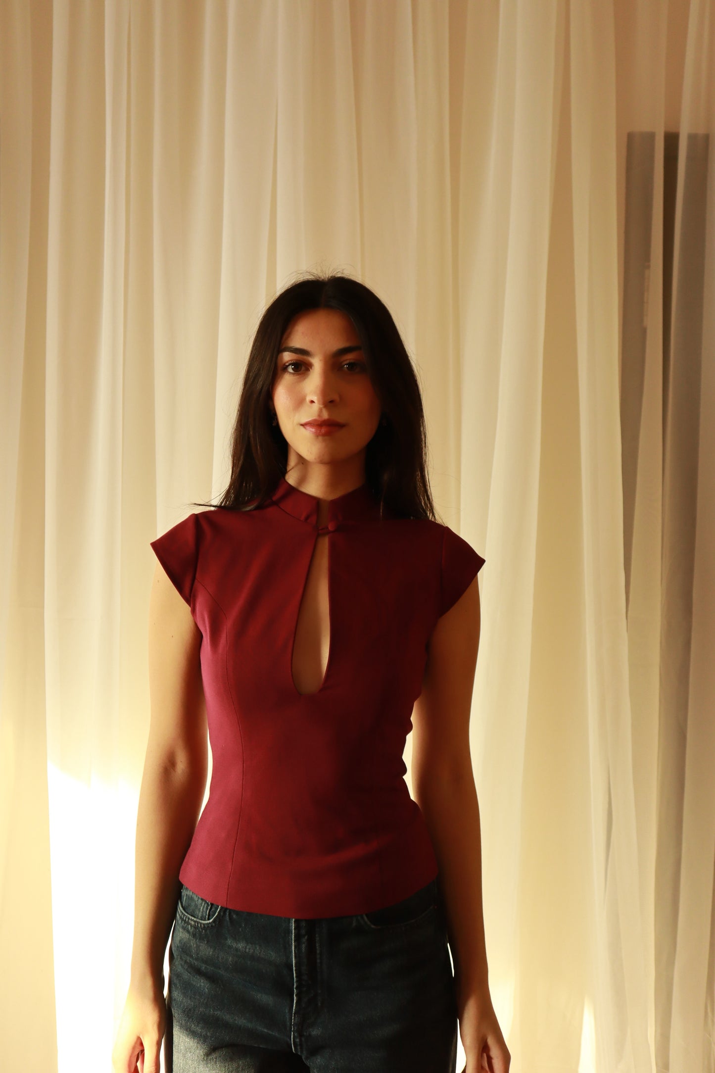 Maroon Locket Top