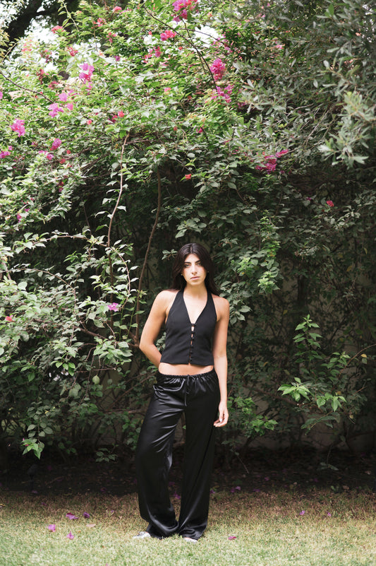Noir Satin Pants