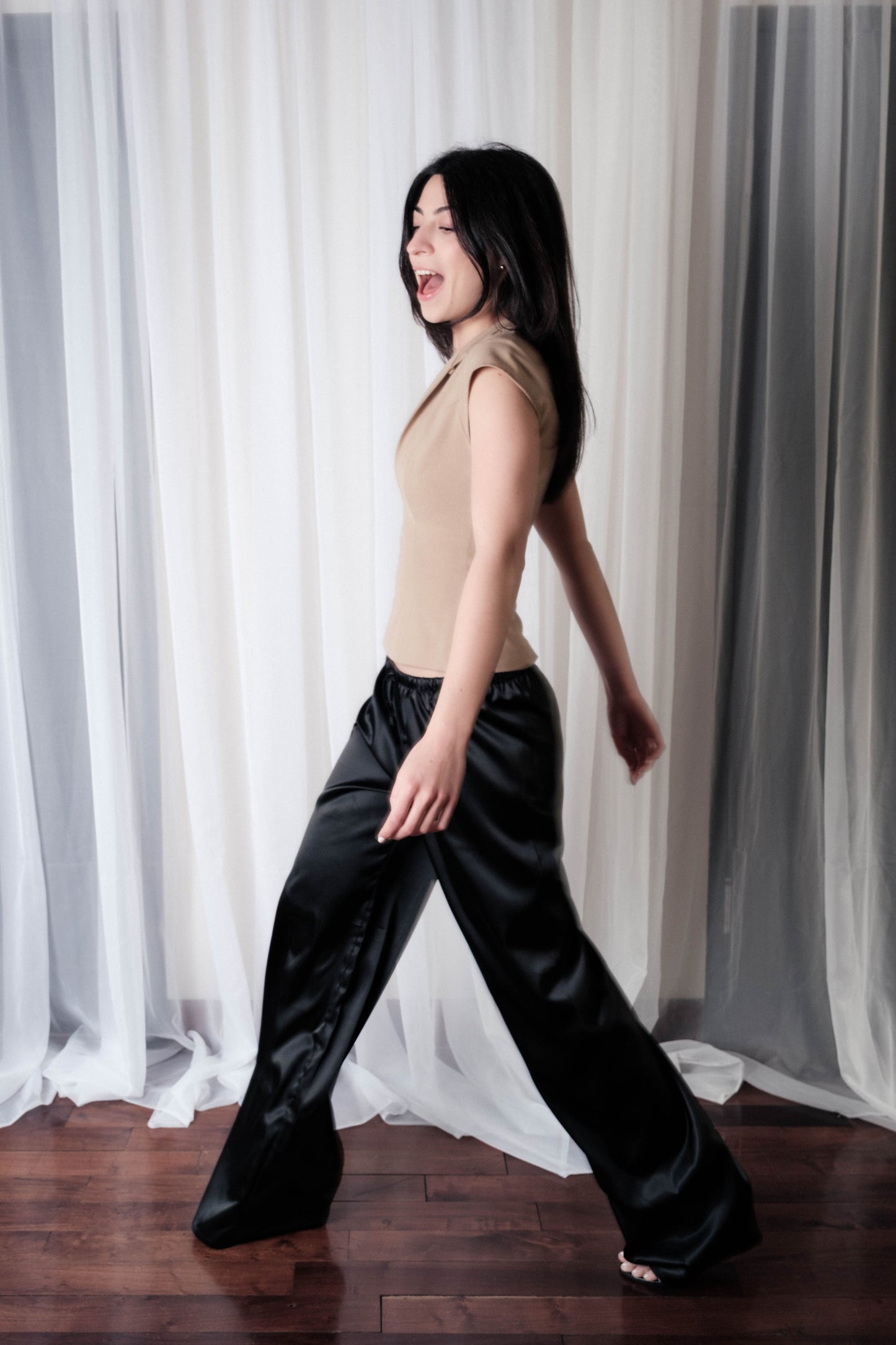 Noir Satin Pants