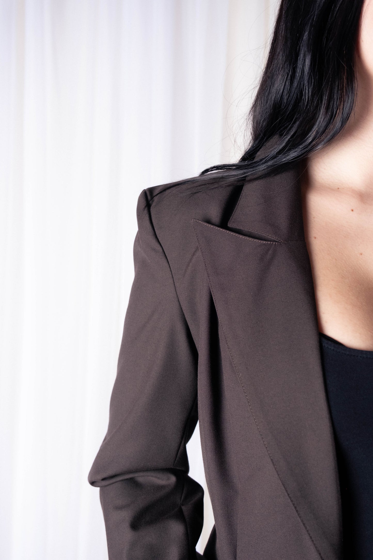 Longline Blazer Deep Cocoa