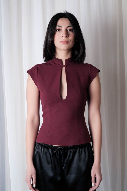 Locket Top-Maroon